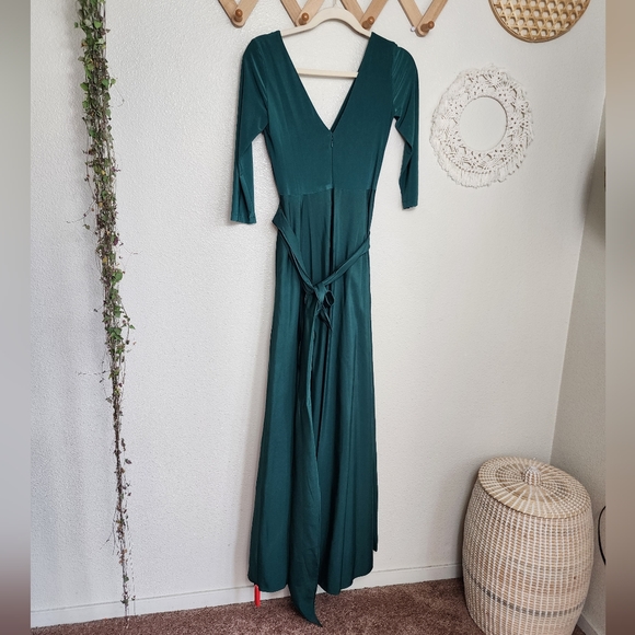 Alfred Sung Three-Quarter Sleeve Draped Full Skirt Dress In Hunter D736 … - Picture 5 of 10